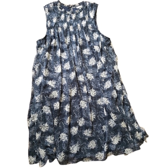 JOIE Baltic Print Swing Dress Navy Floral Sheer Overlay Flowy Dress XXL - Picture 2 of 5